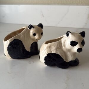 Vintage Panda Bear Planters Set of 2
